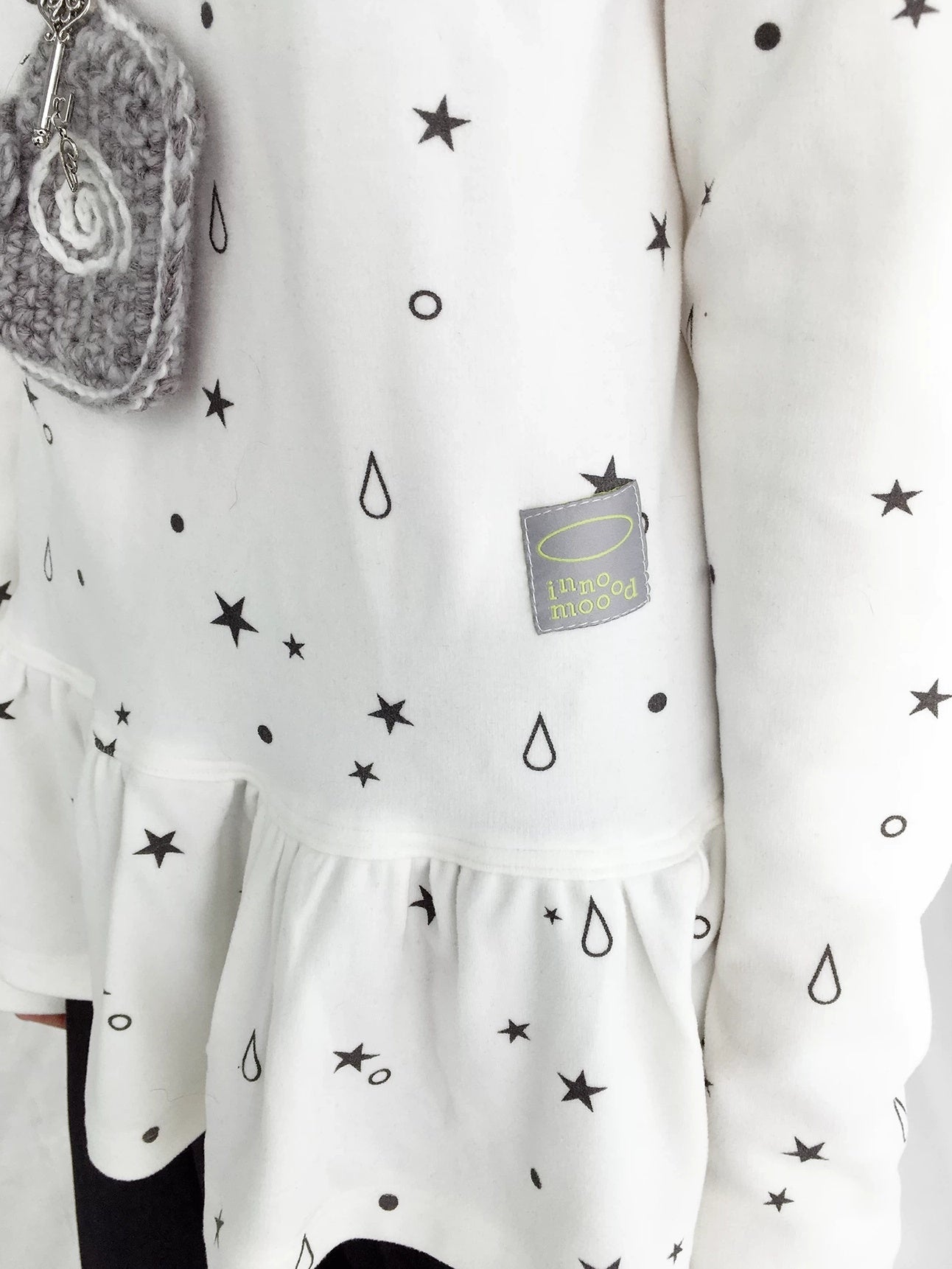 innomoood Star Teardrop Printed Striped High Neck Long Sleeve Women Casual T-Shirt