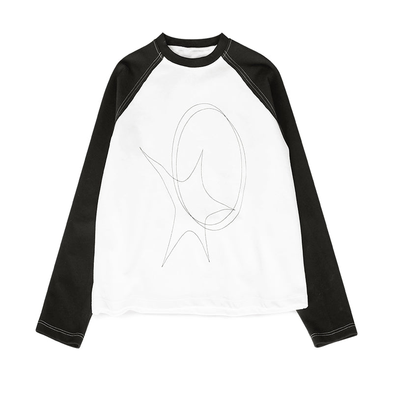 innomoood_Star_Zero_Line_Print_Slub_T-shirt_Long_Short_Sleeve_Raglan_MISSTT