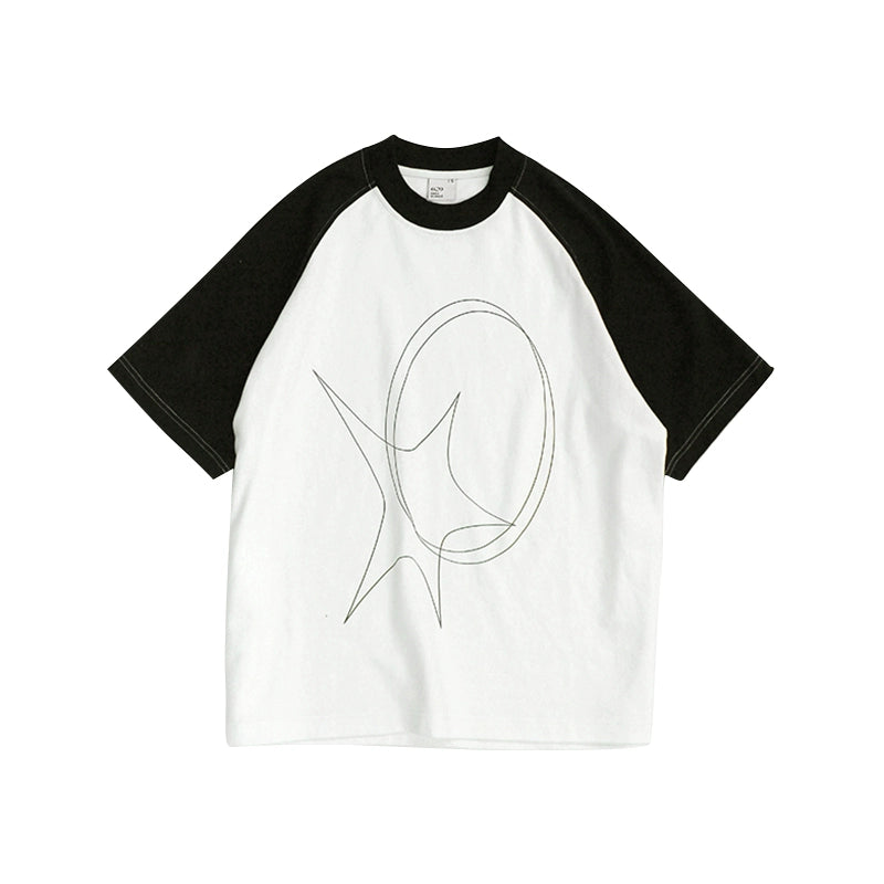 innomoood_Star_Zero_Line_Print_Slub_T-shirt_Long_Short_Sleeve_Raglan_MISSTT