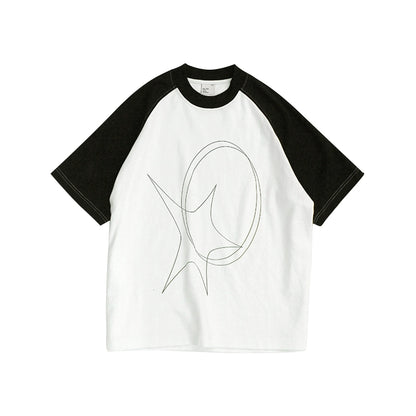 innomoood_Star_Zero_Line_Print_Slub_T-shirt_Long_Short_Sleeve_Raglan_MISSTT