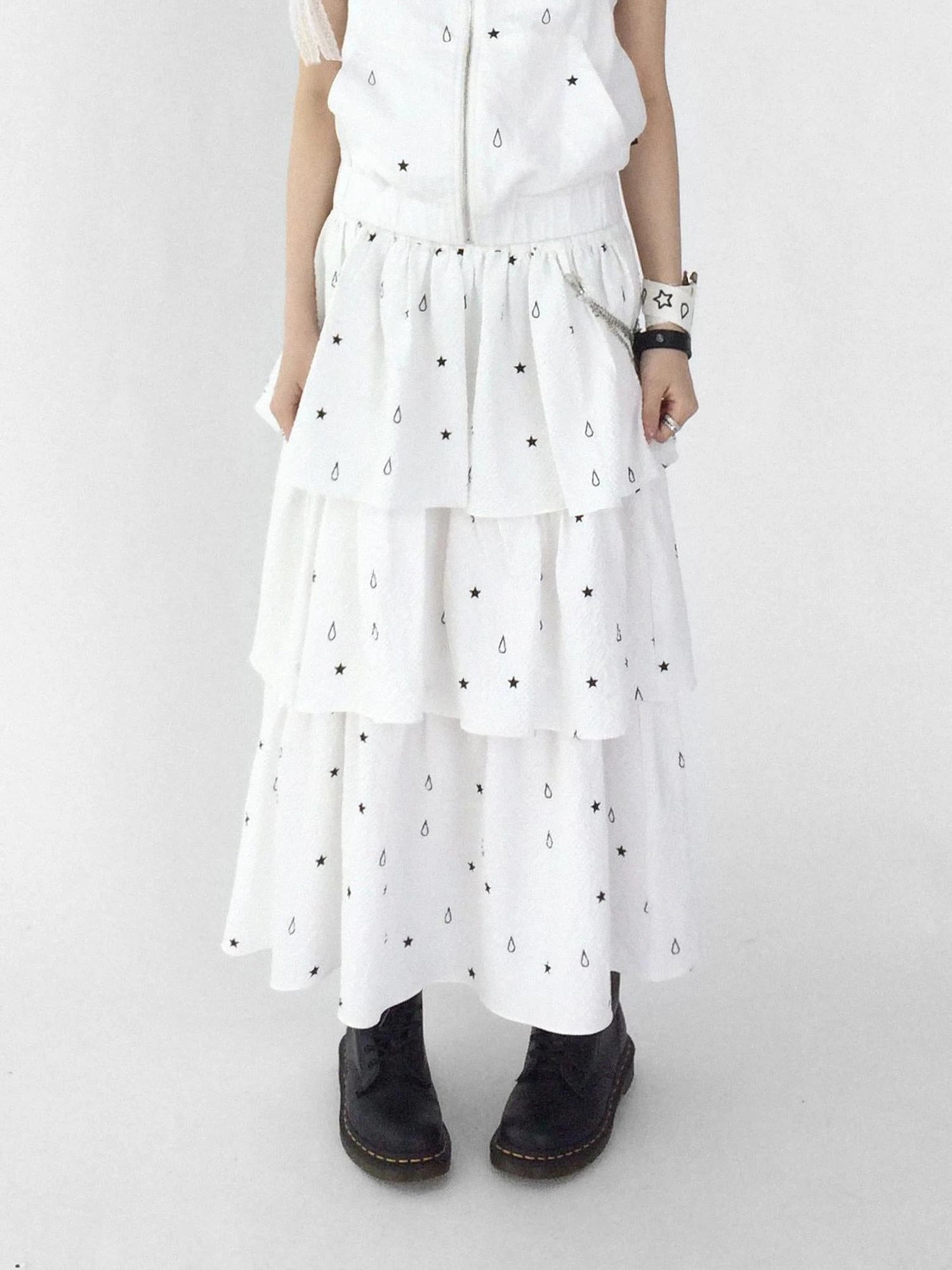 Starfall Textured Print A Line Skirt