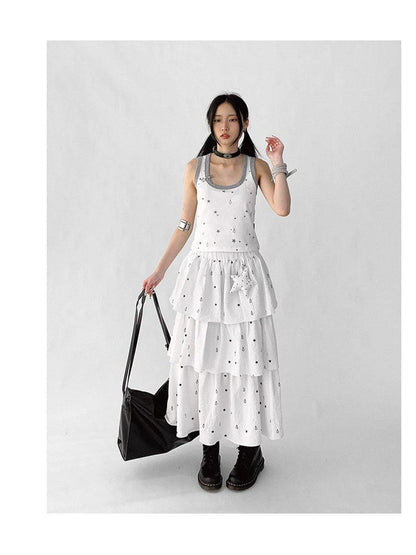 Starfall Textured Print A Line Skirt