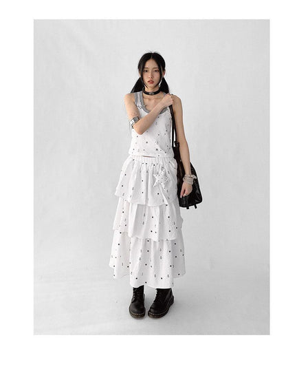 innomoood Starfall Textured Print A Line Skirt