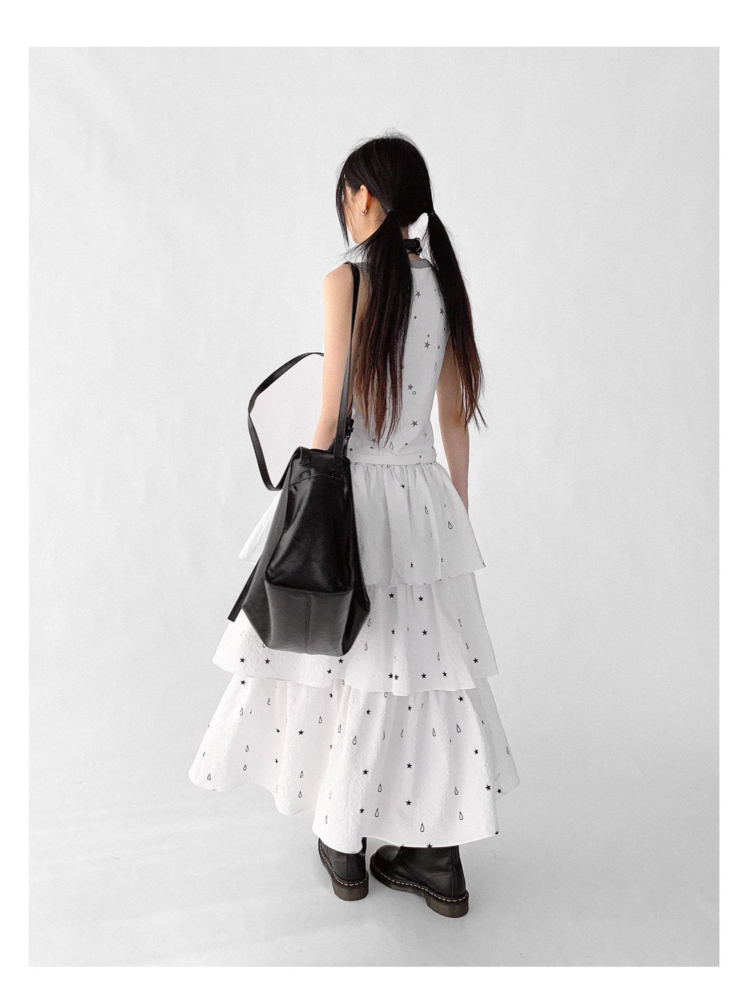 innomoood Starfall Textured Print A Line Skirt