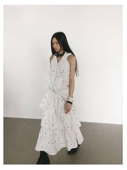 innomoood Starfall Textured Print A Line Skirt