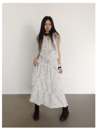 Starfall Textured Print A Line Skirt