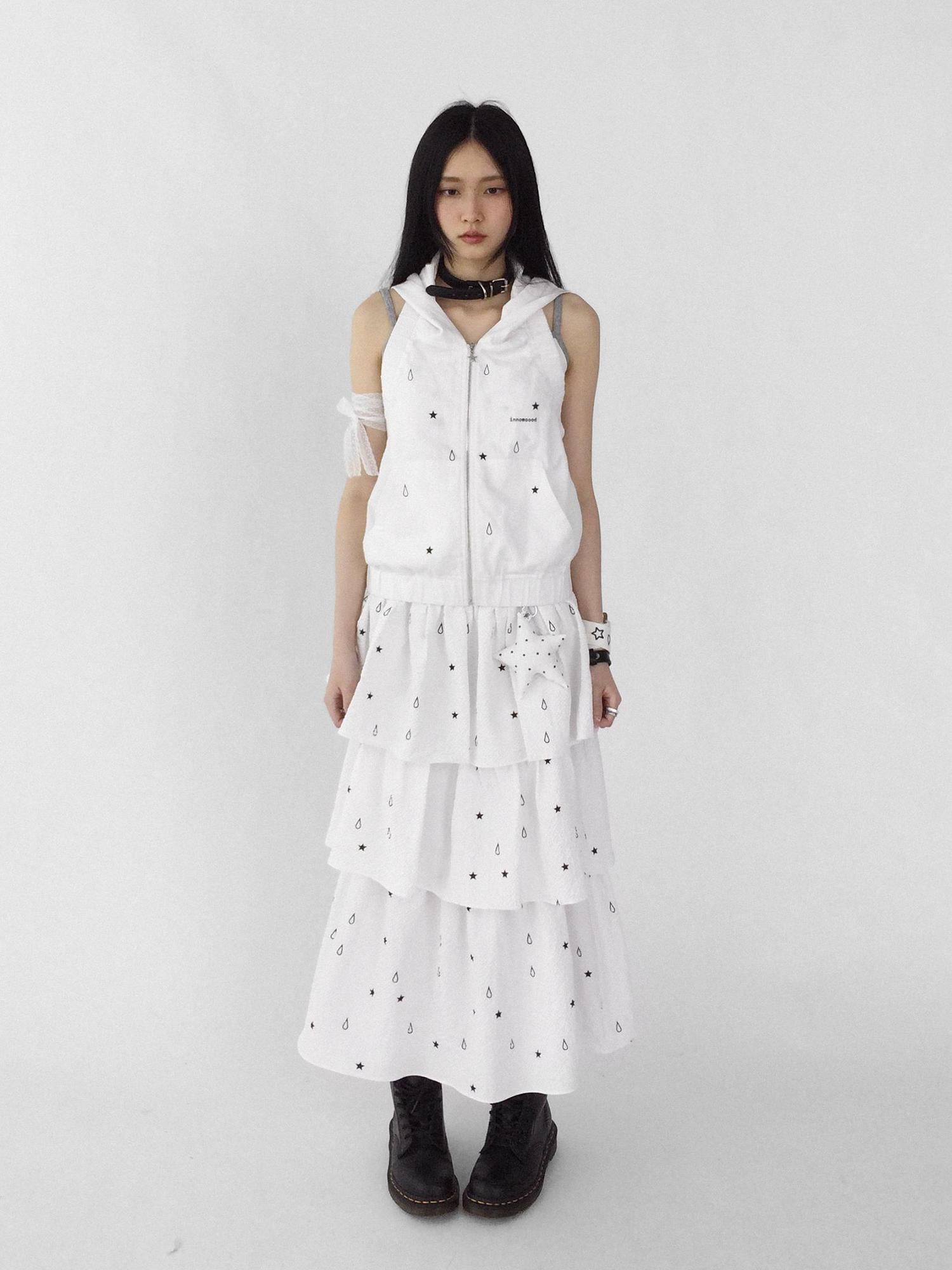 innomoood Starfall Textured Print A Line Skirt