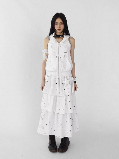 innomoood Starfall Textured Print A Line Skirt
