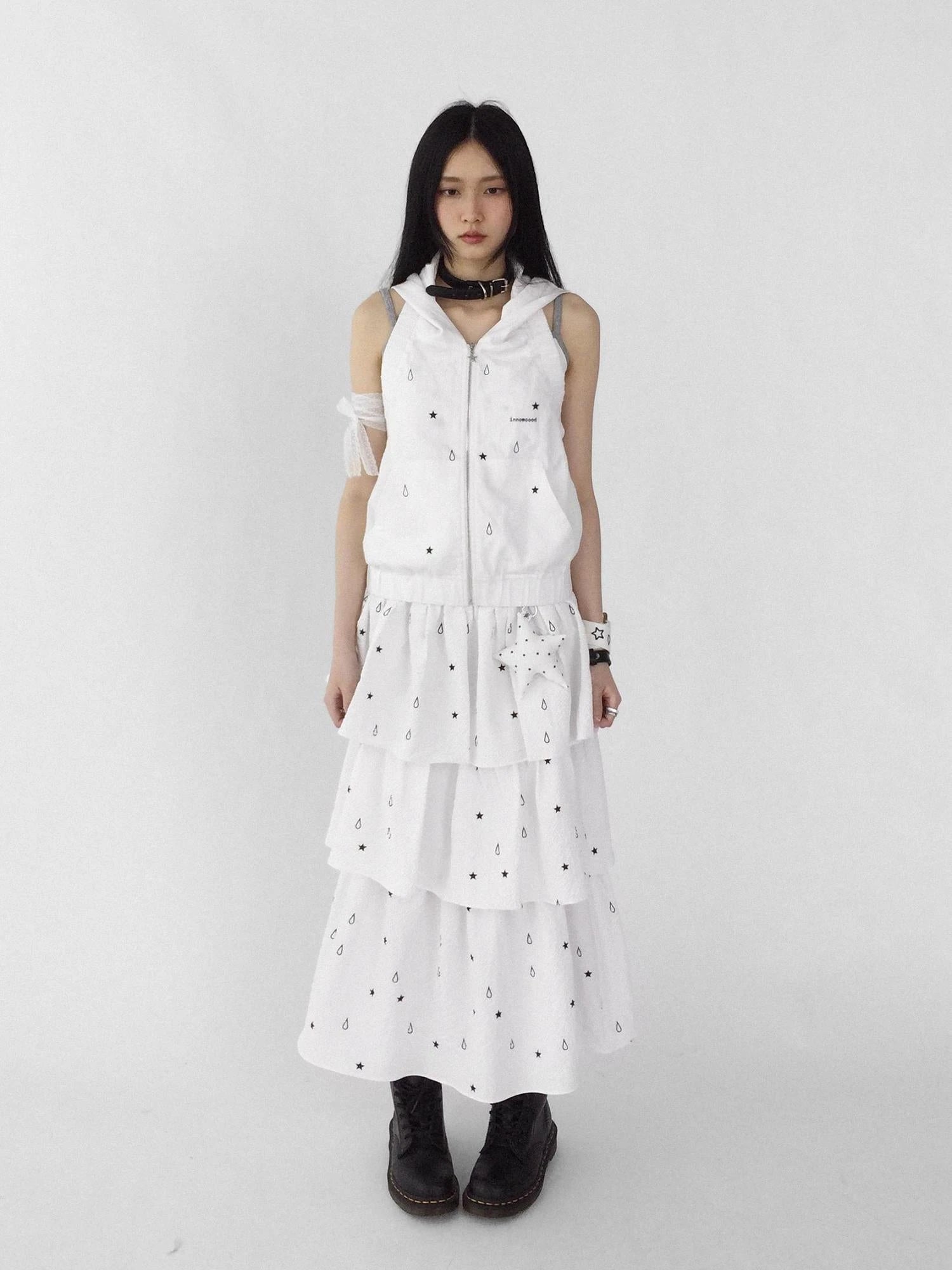 Starfall Textured Print A Line Skirt