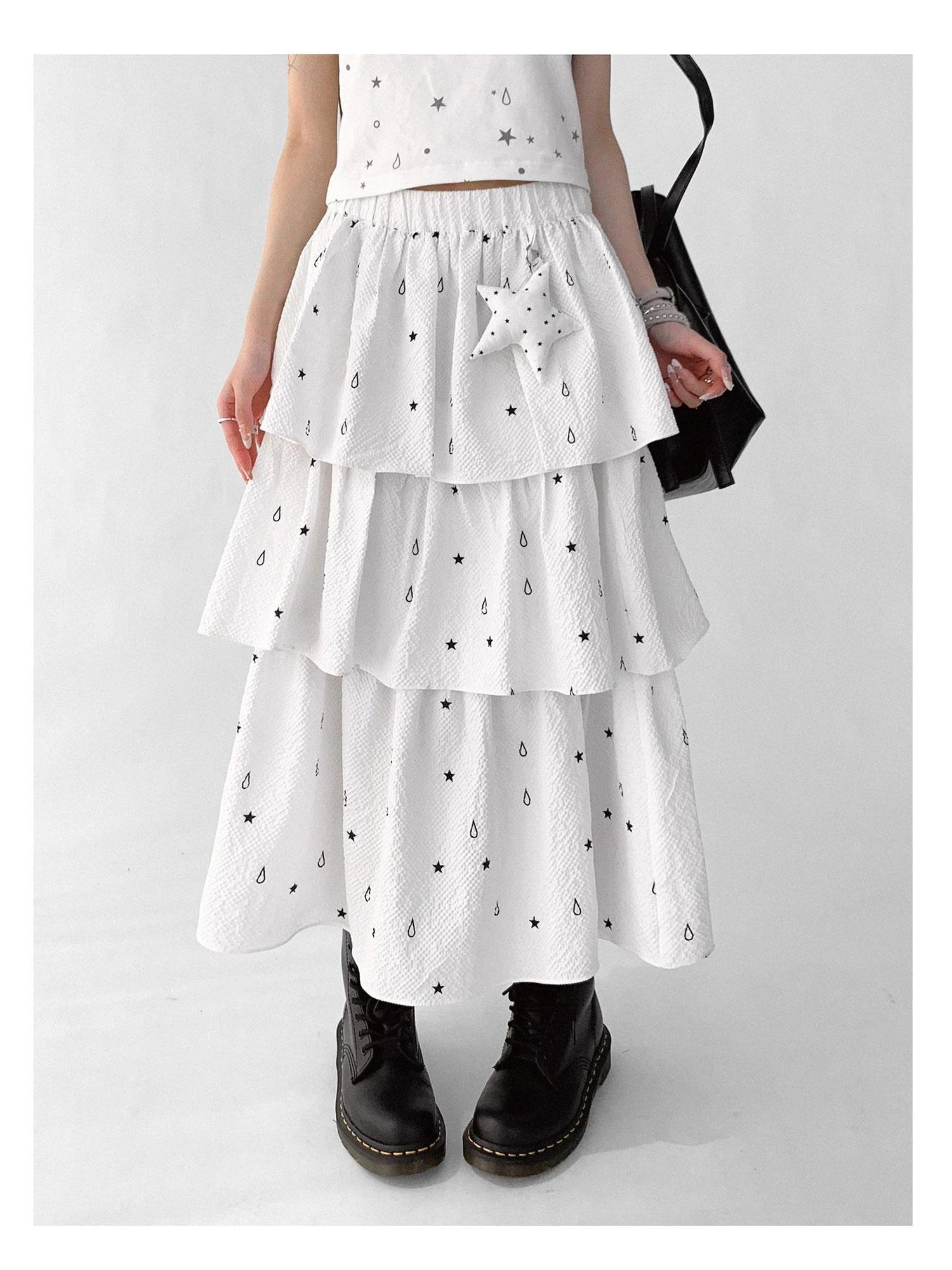 Starfall Textured Print A Line Skirt