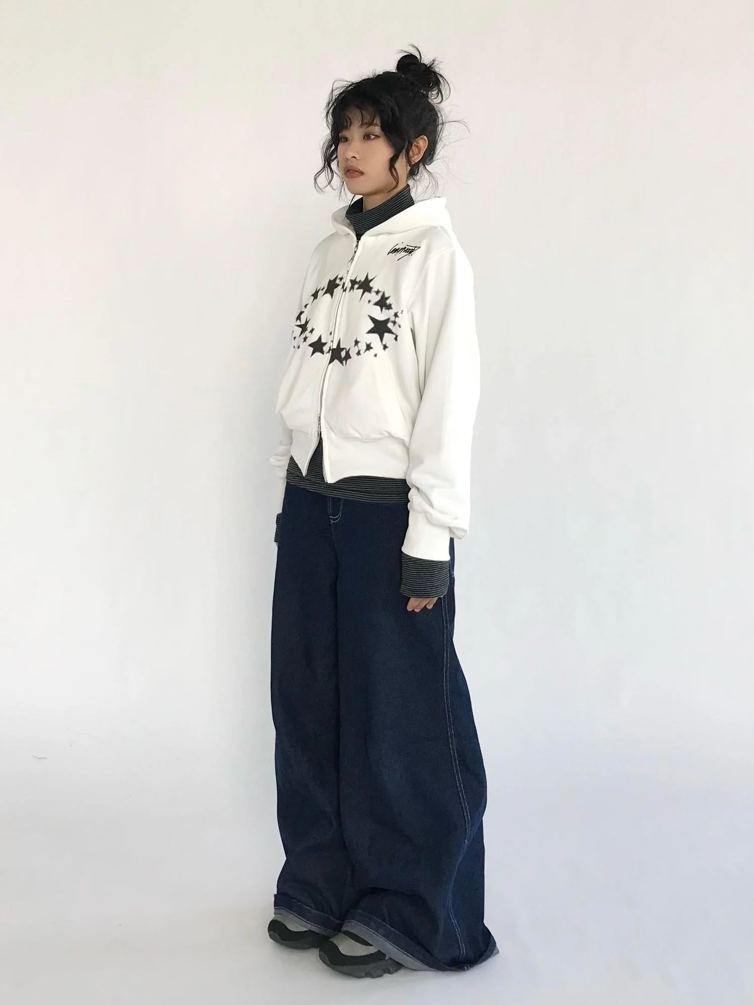 Starring Dirty Hoodie Print Cardigan