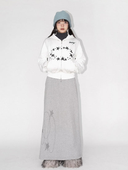 Starring Dirty Hoodie Print Cardigan