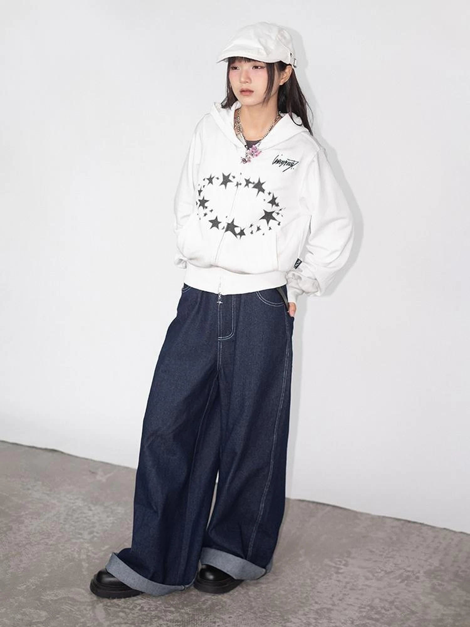 Starring Dirty Hoodie Print Cardigan