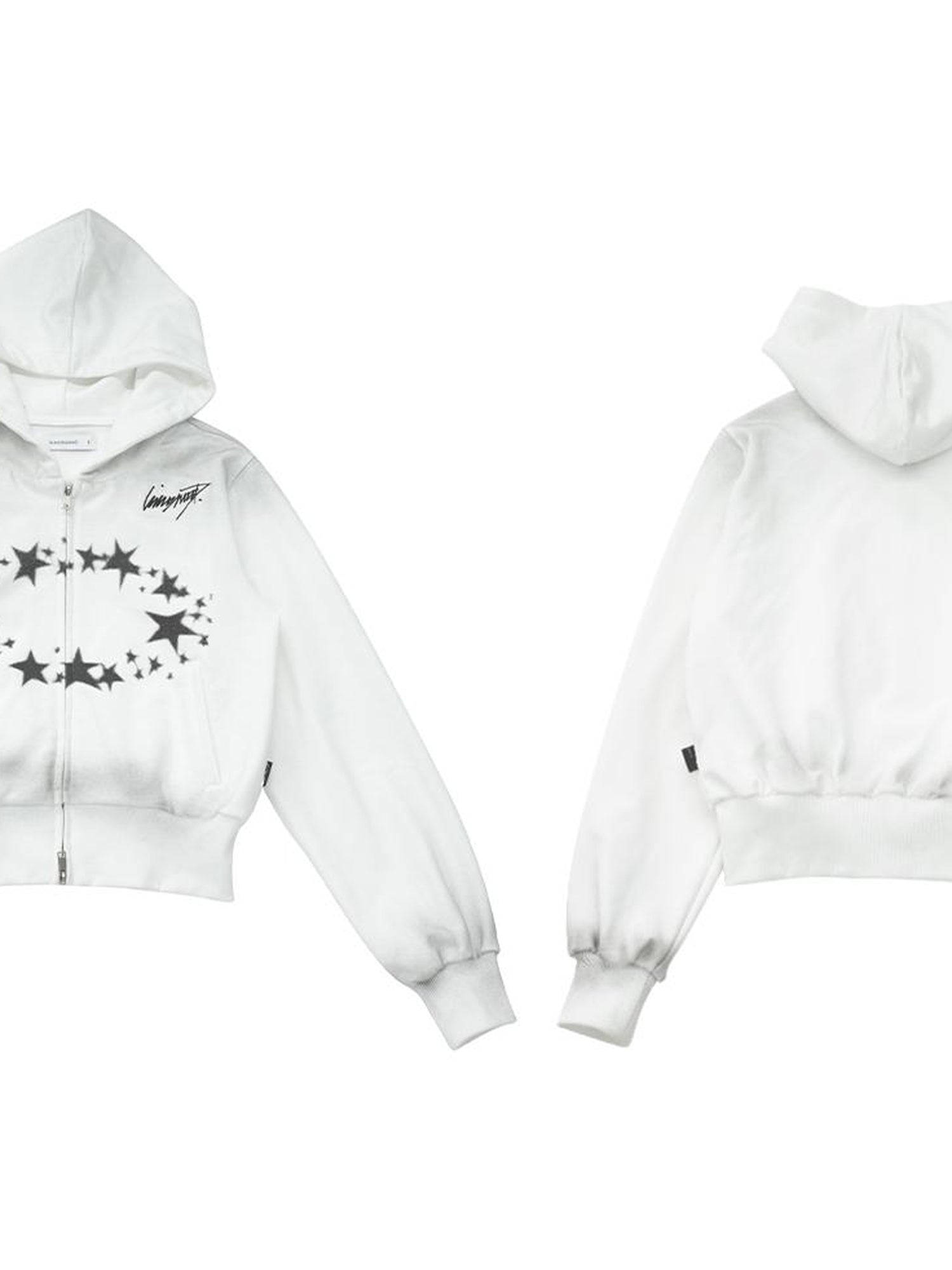 innomoood Starring Dirty Hoodie Print Cardigan