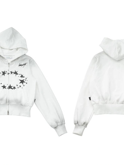 Starring Dirty Hoodie Print Cardigan