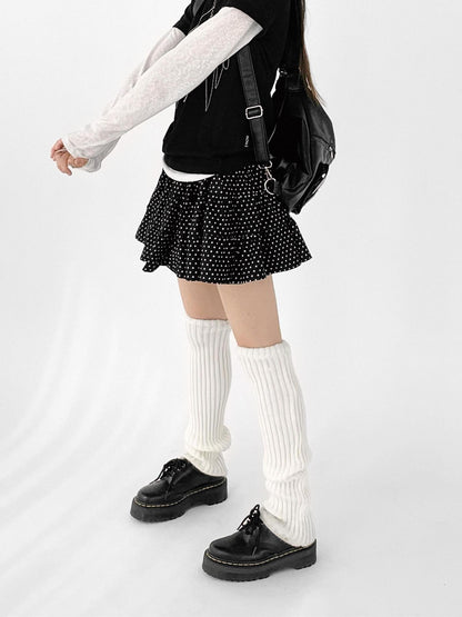 innomoood Starry Dot Print Tiered Tulle Skirt