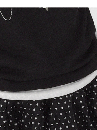 Starry Dot Print Tiered Tulle Skirt