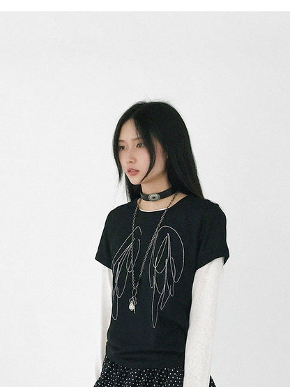 Starry Dot Print Tiered Tulle Skirt