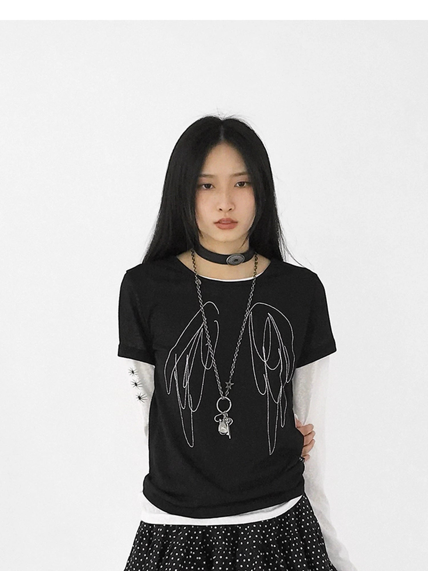 Starry Dot Print Tiered Tulle Skirt