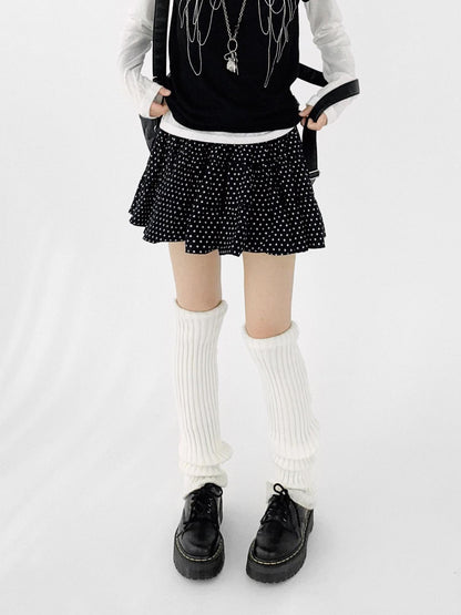 innomoood Starry Dot Print Tiered Tulle Skirt