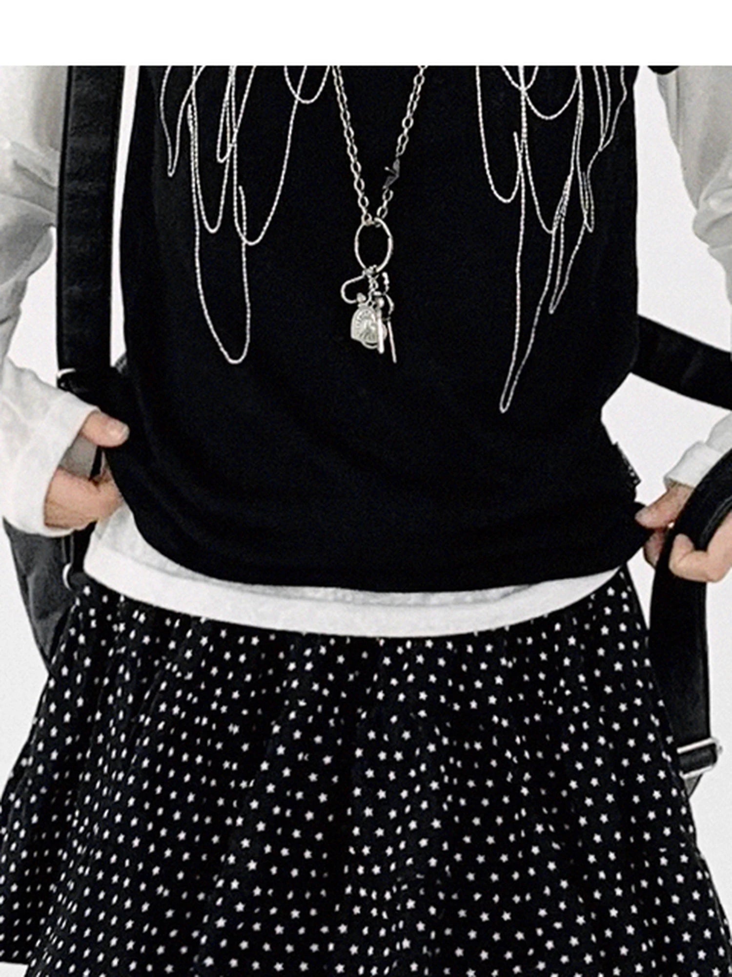 Starry Dot Print Tiered Tulle Skirt