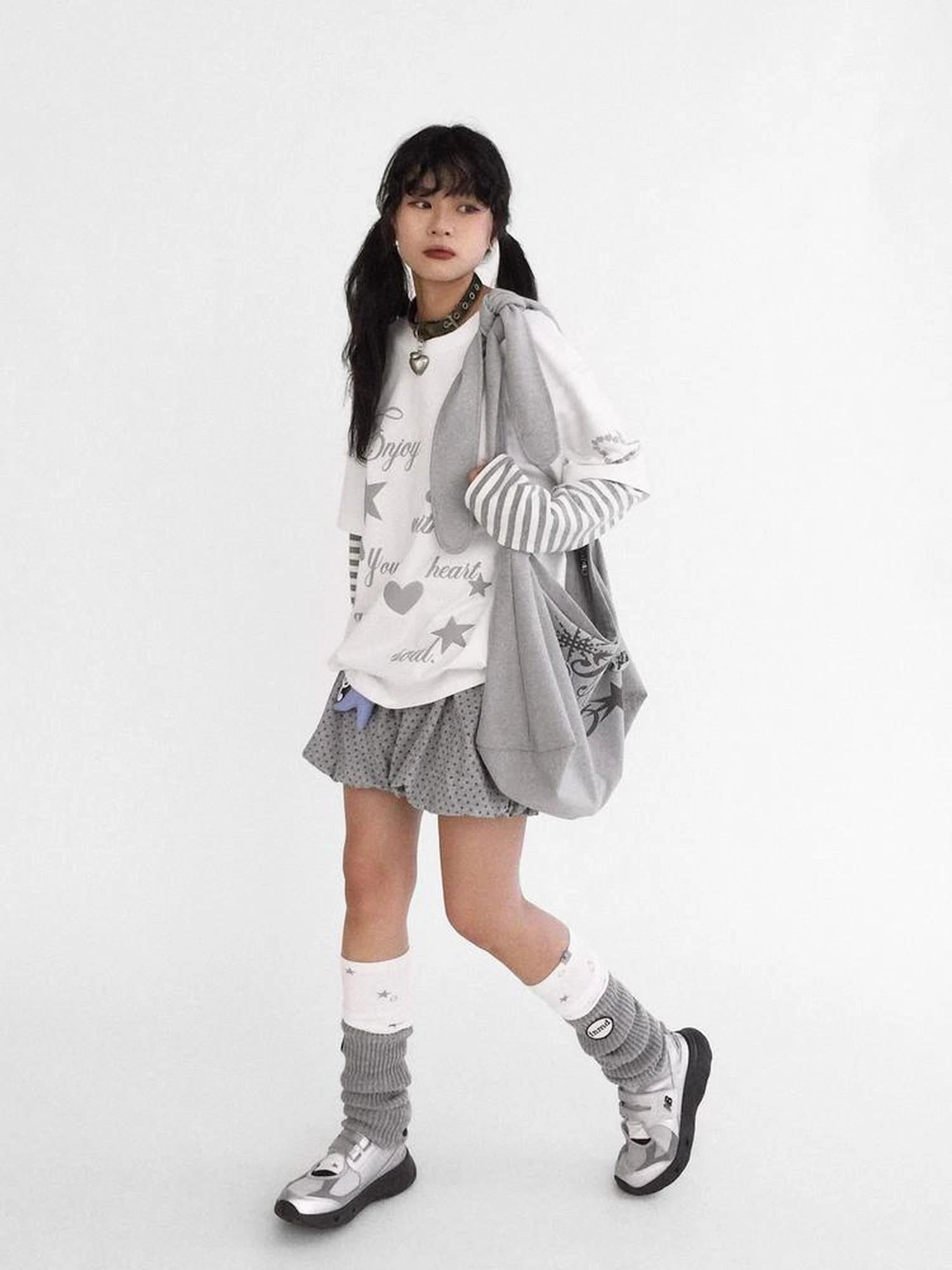 Starry Knit Puff Skort Pumpkin Waistband