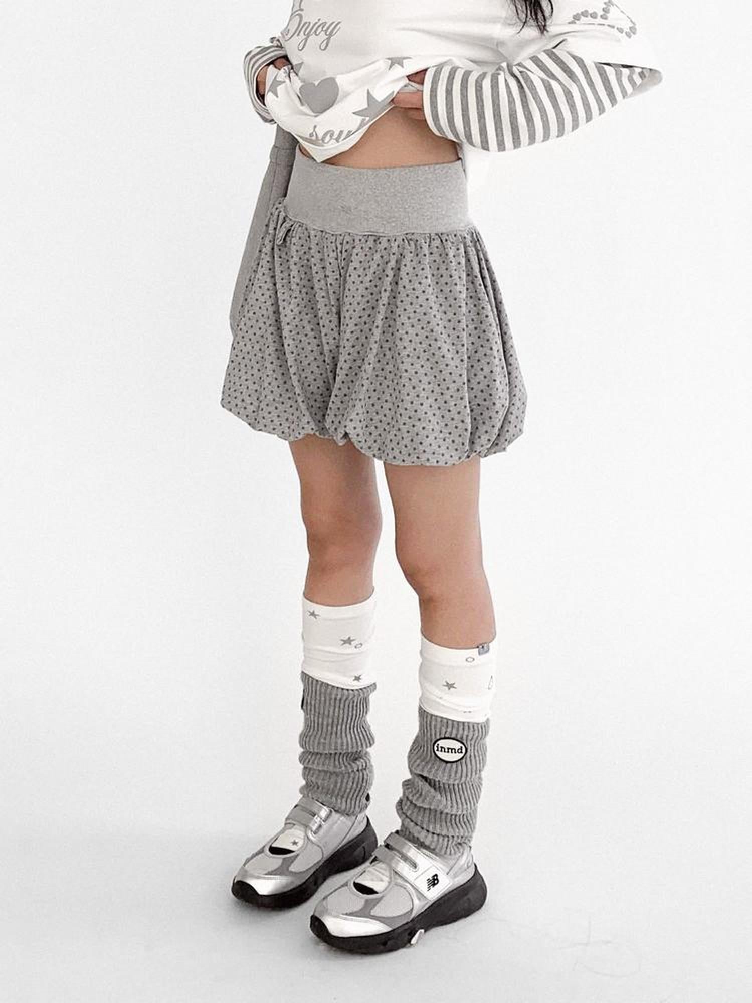 innomoood Starry Knit Puff Skort Pumpkin Waistband