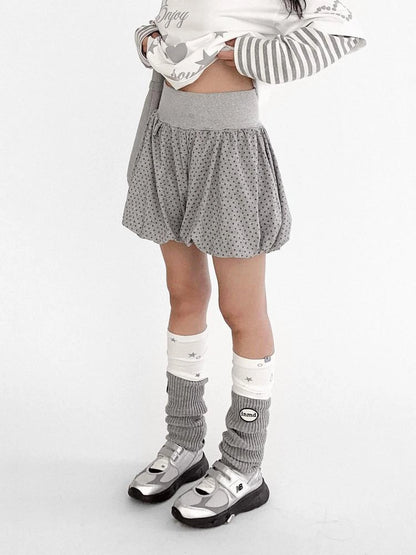 Starry Knit Puff Skort Pumpkin Waistband