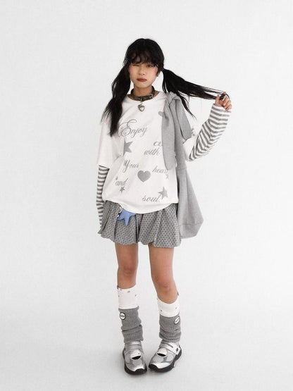 innomoood Starry Knit Puff Skort Pumpkin Waistband