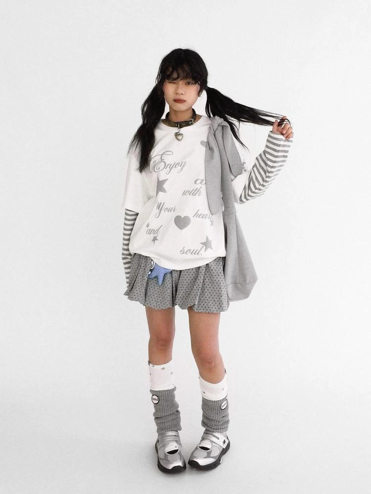 Starry Knit Puff Skort Pumpkin Waistband