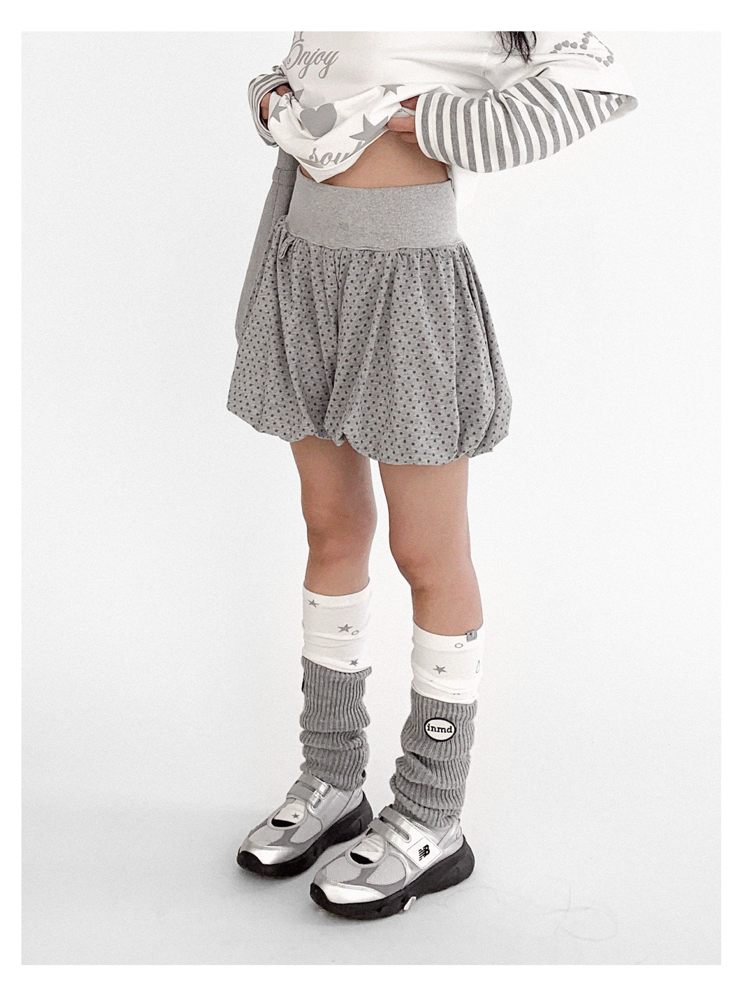 innomoood Starry Knit Puff Skort Pumpkin Waistband