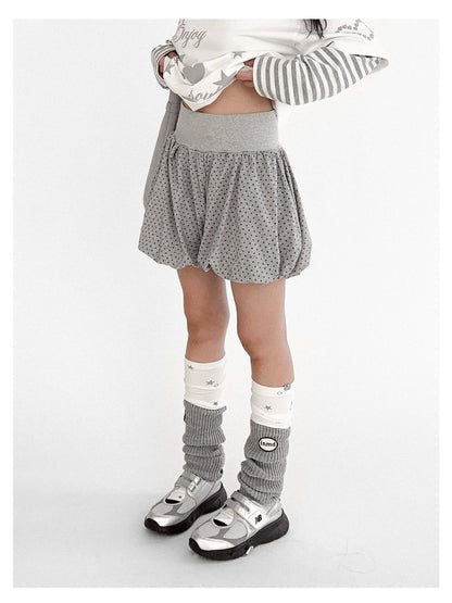 Starry Knit Puff Skort Pumpkin Waistband