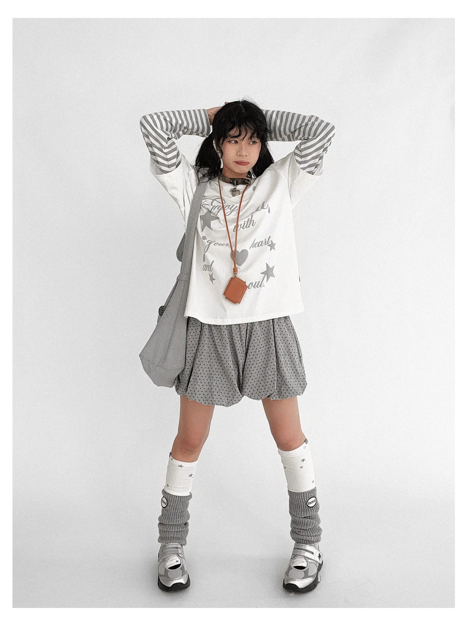 Starry Knit Puff Skort Pumpkin Waistband