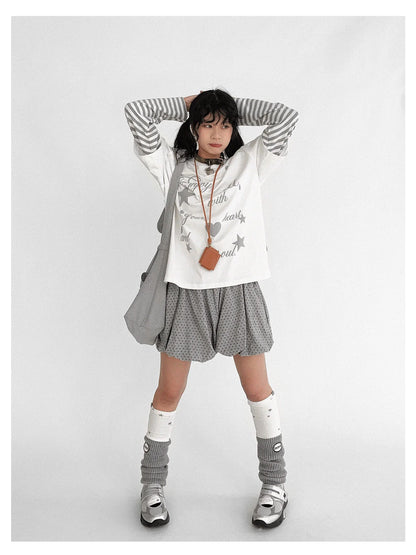 Starry Knit Puff Skort Pumpkin Waistband