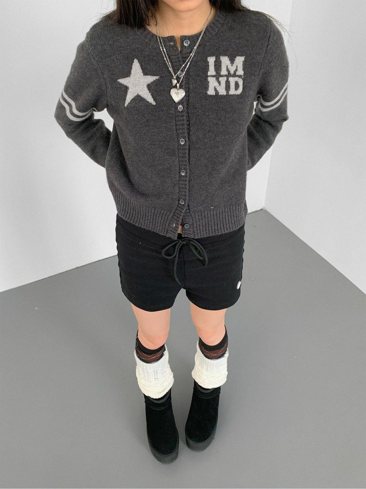 innomoood Stars Fairytale Knit Cardigan V-Neck T-Shirt Long-Sleeve