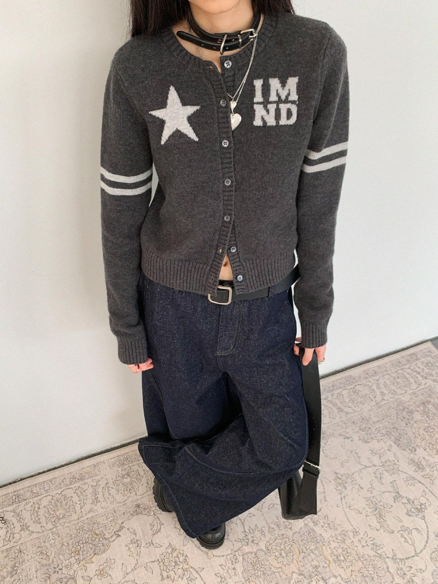 innomoood Stars Fairytale Knit Cardigan V-Neck T-Shirt Long-Sleeve