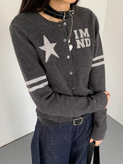 innomoood Stars Fairytale Knit Cardigan V-Neck T-Shirt Long-Sleeve