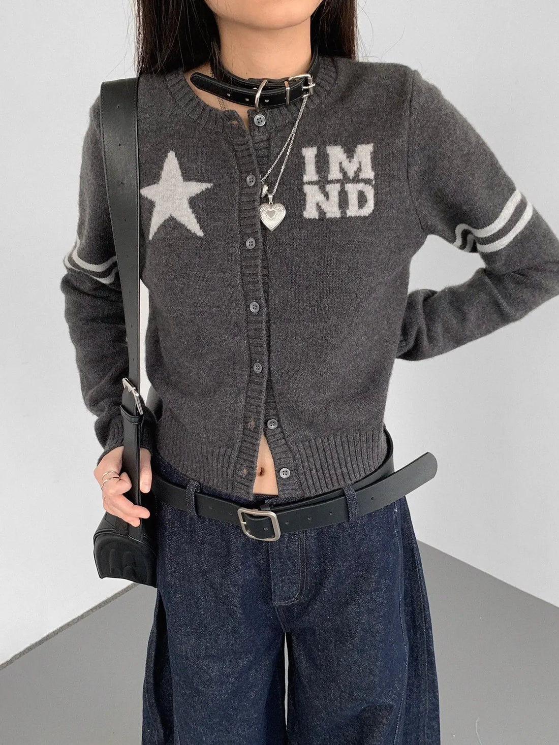 Stars Fairytale Knit Cardigan V-Neck T-Shirt Long-Sleeve