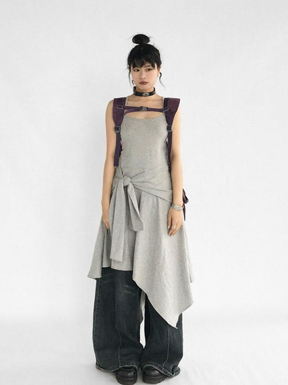 innomoood Strappy A Line Dress With Tie Waist And Heart Logo