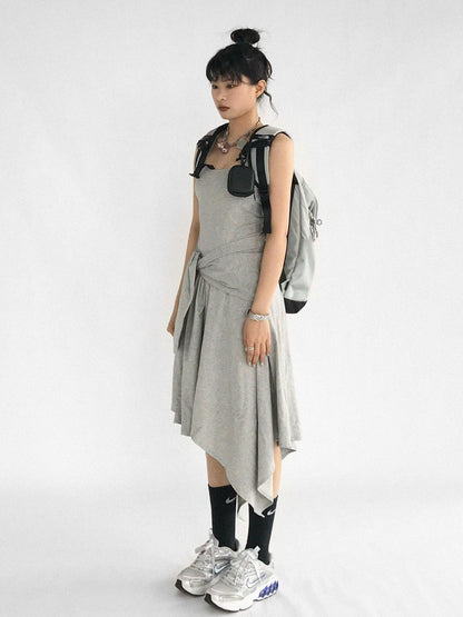 innomoood Strappy A Line Dress With Tie Waist And Heart Logo