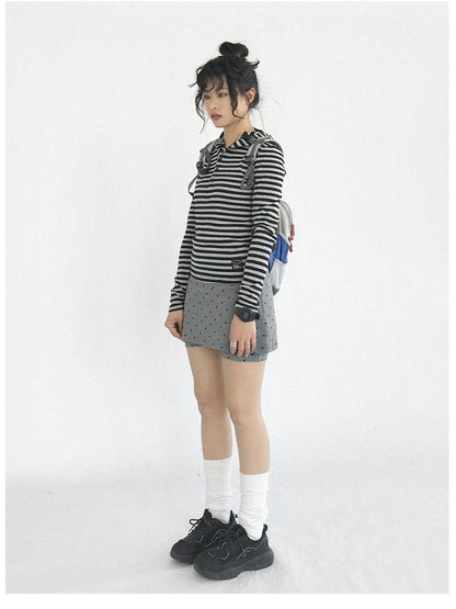 Stretch Dot Print Yoga Skort Low Rise Gray