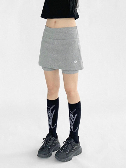 innomoood Stretch Dot Print Yoga Skort Low Rise Gray