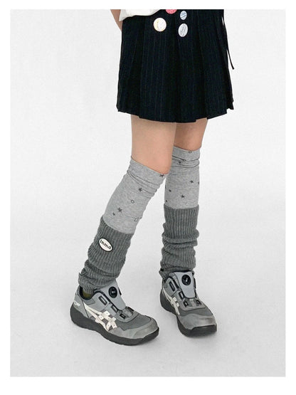 Stretch Knit Star Tear Drop Print Sock Leg Warmers