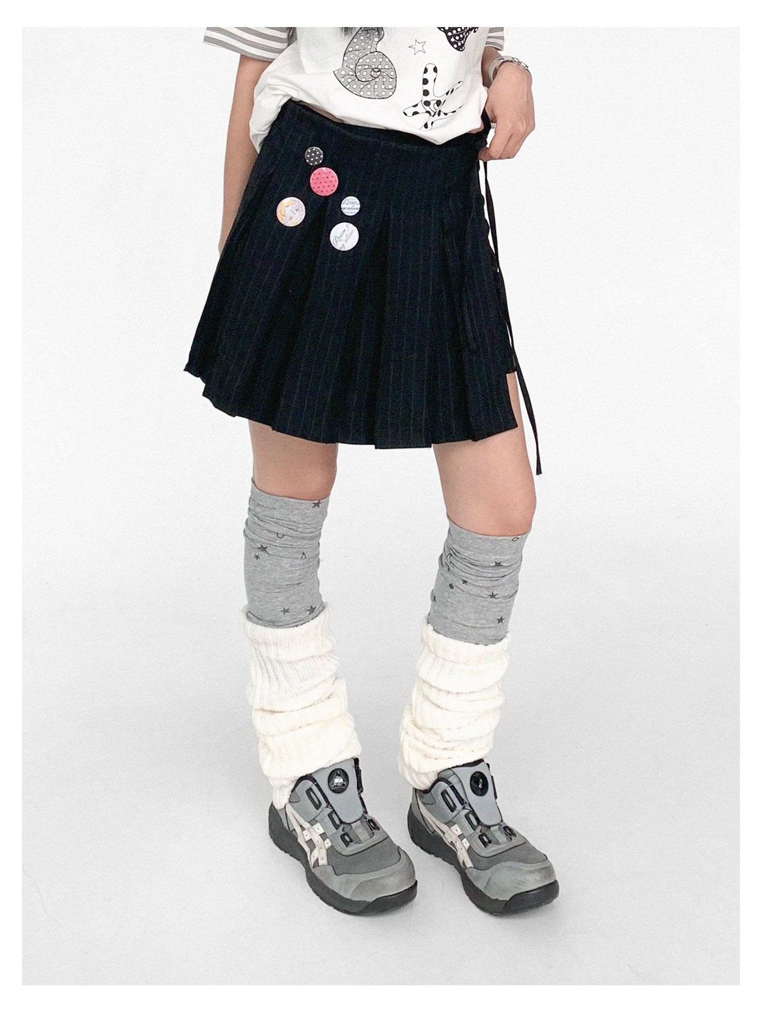 innomoood Stretch Knit Star Tear Drop Print Sock Leg Warmers