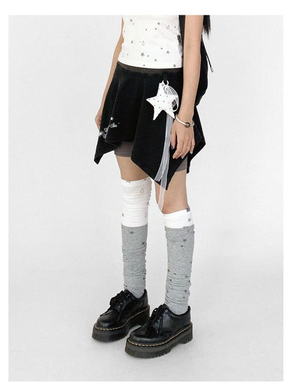 Stretch Knit Star Tear Drop Print Sock Leg Warmers