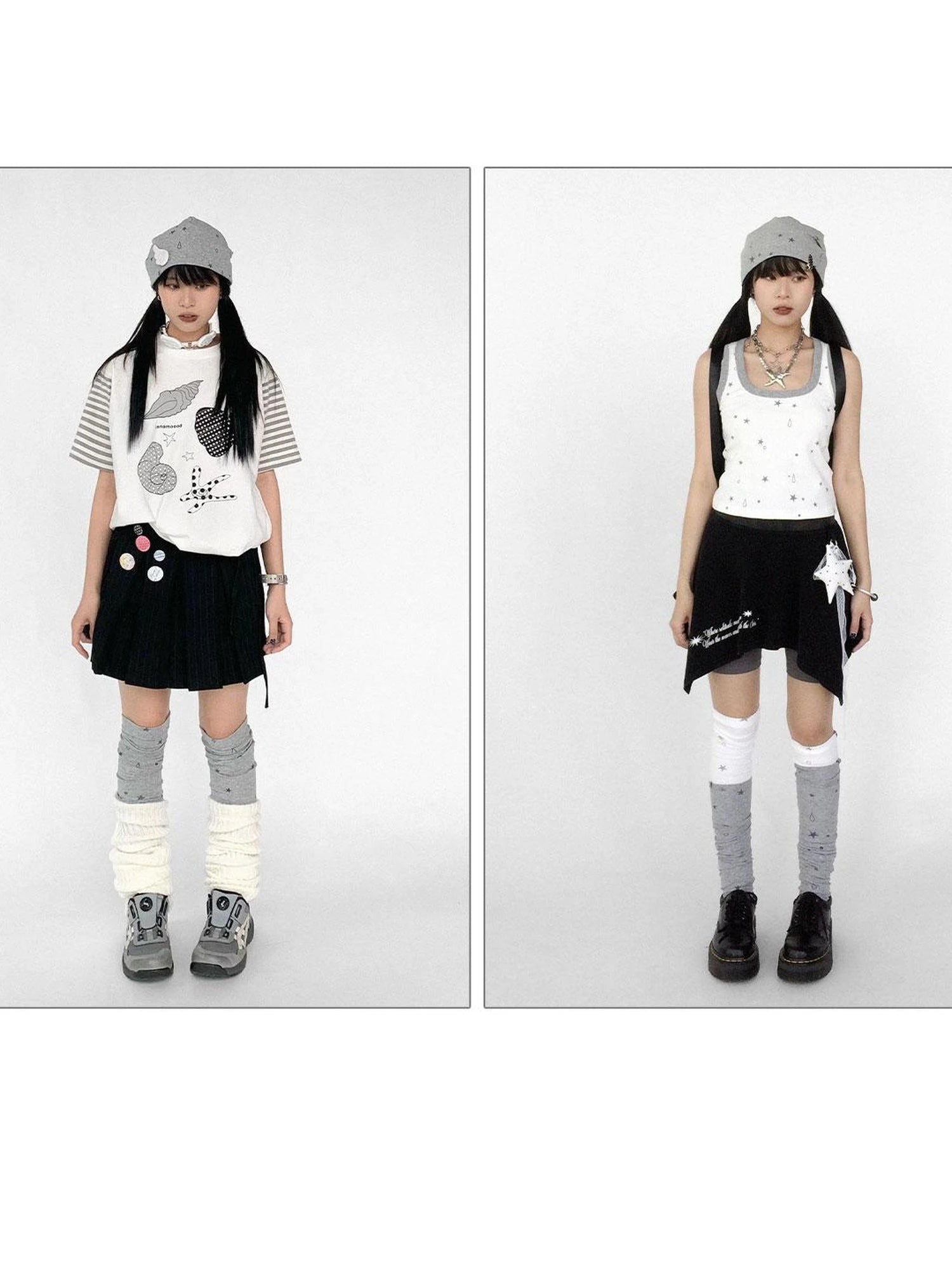 Stretch Knit Star Tear Drop Print Sock Leg Warmers