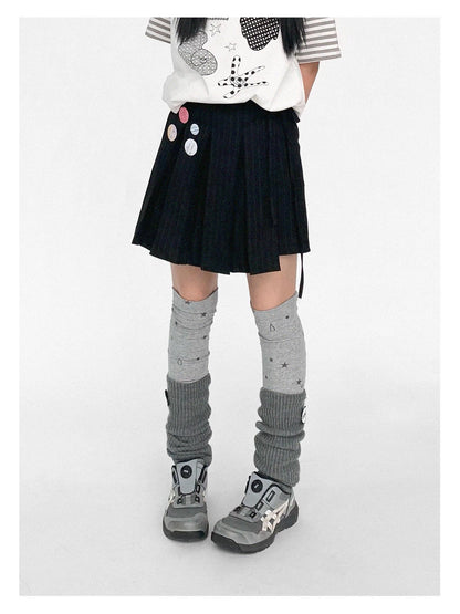innomoood Stretch Knit Star Tear Drop Print Sock Leg Warmers