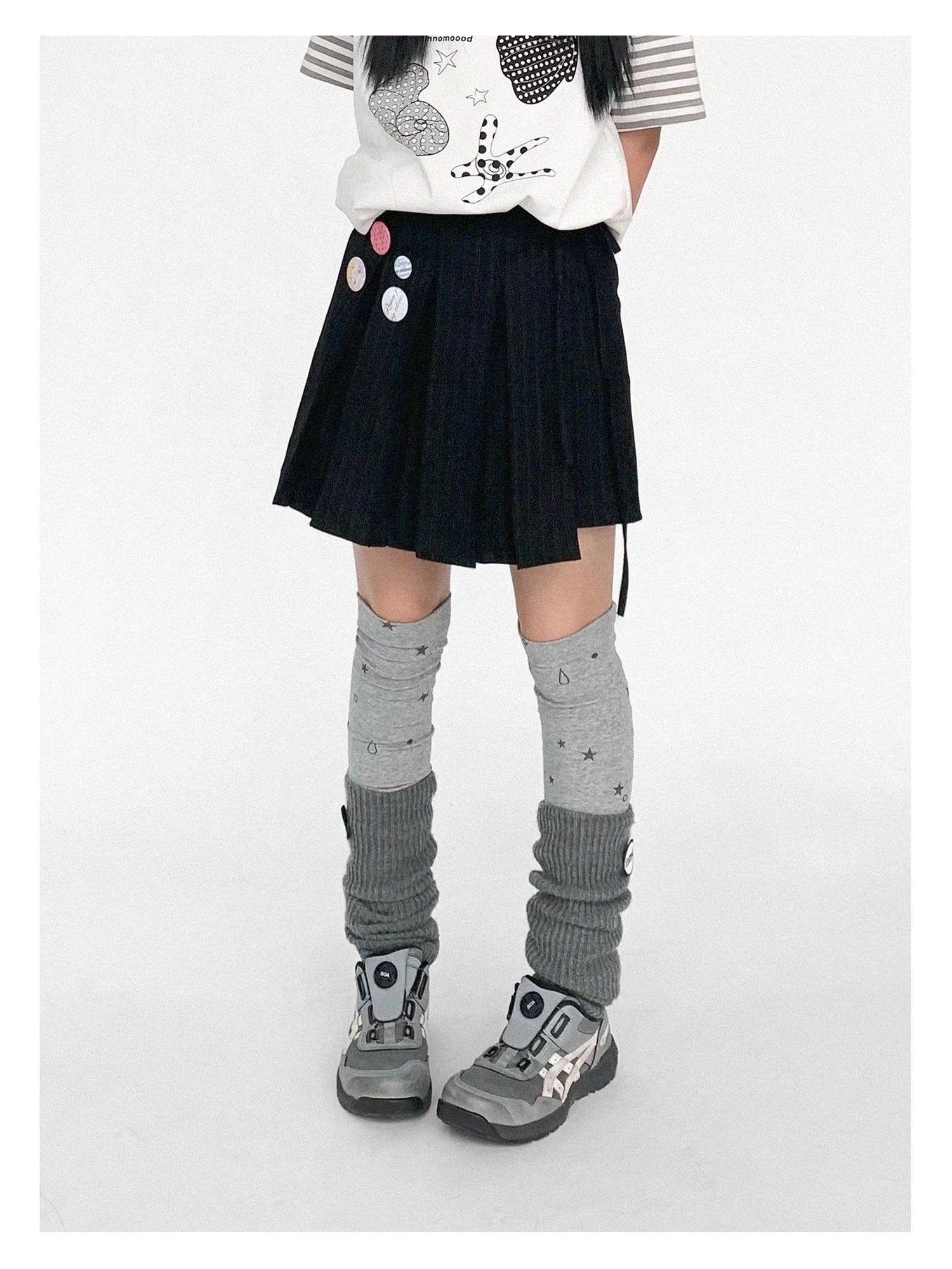 Stretch Knit Star Tear Drop Print Sock Leg Warmers