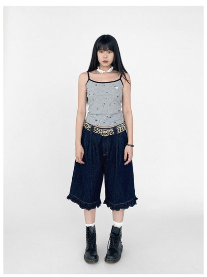 innomoood Stretch Knit Star Tears Print Slimming Camisole
