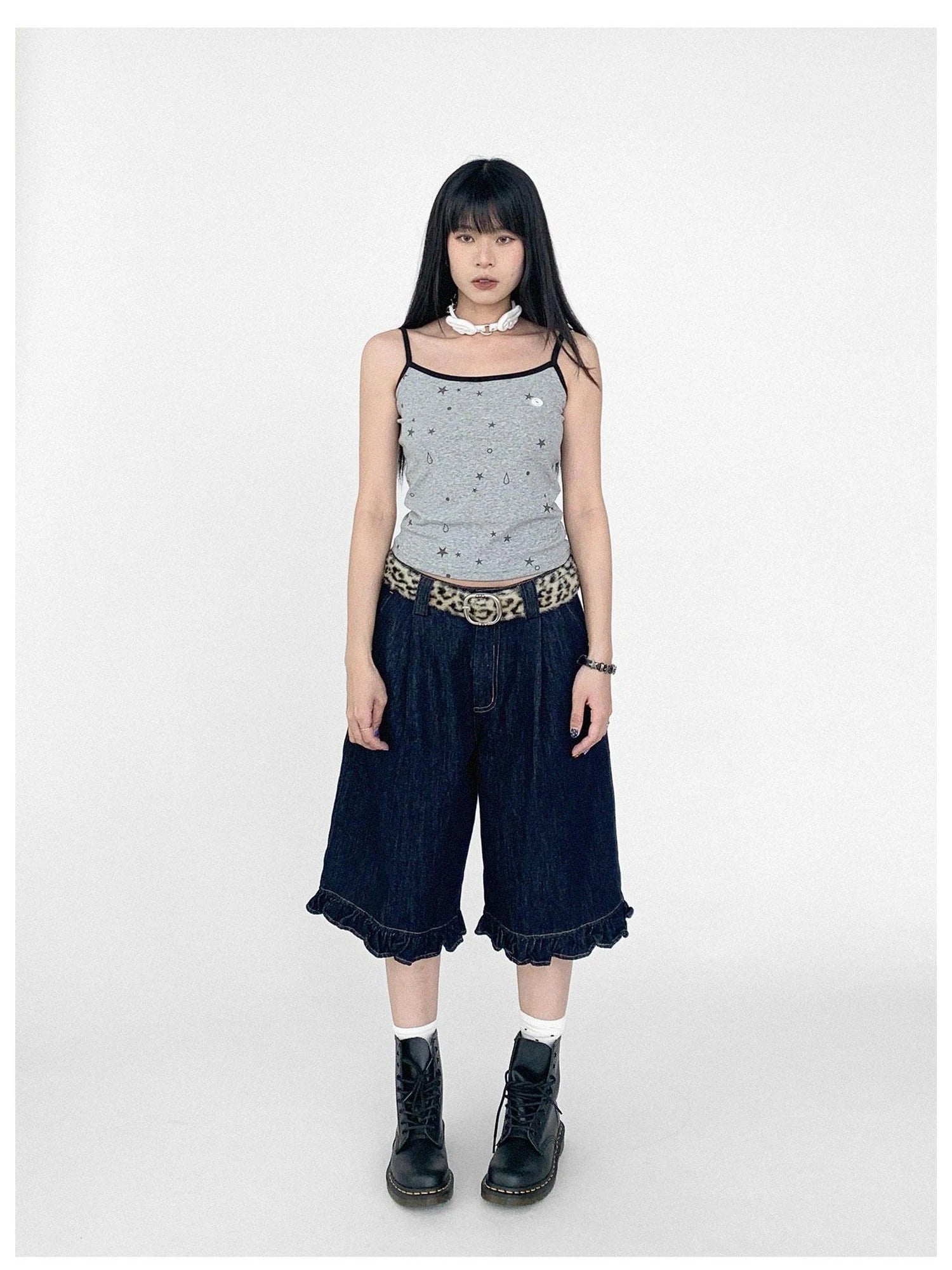 Stretch Knit Star Tears Print Slimming Camisole